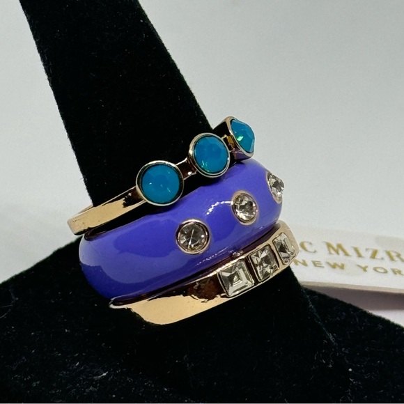 Isaac Mizrahi Set of 3 Statement Band Ring SZ 8 - Picture 3 of 10